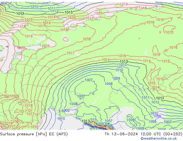 pression de l'air EC (AIFS) jeu 13.06.2024 12 UTC