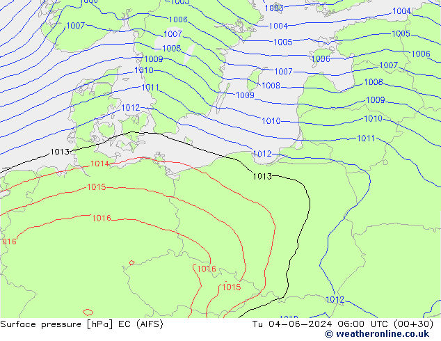 приземное давление EC (AIFS) вт 04.06.2024 06 UTC