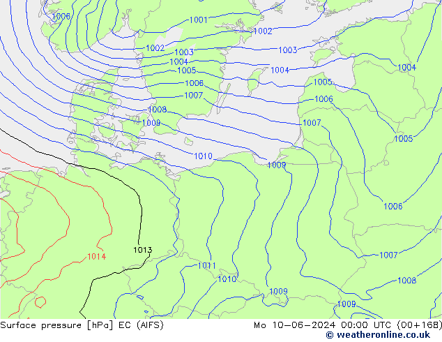 Atmosférický tlak EC (AIFS) Po 10.06.2024 00 UTC