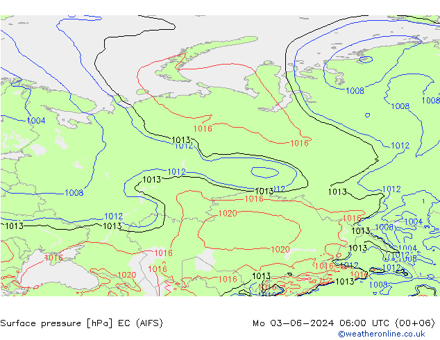 Atmosférický tlak EC (AIFS) Po 03.06.2024 06 UTC