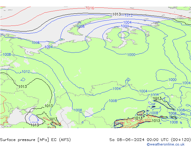 Pressione al suolo EC (AIFS) sab 08.06.2024 00 UTC