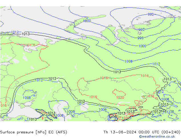 pressão do solo EC (AIFS) Qui 13.06.2024 00 UTC