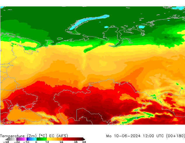 Temperatura (2m) EC (AIFS) lun 10.06.2024 12 UTC