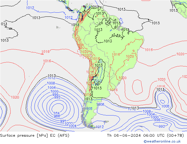 Surface pressure EC (AIFS) Th 06.06.2024 06 UTC