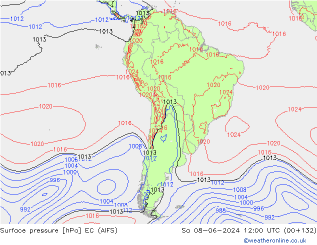 pression de l'air EC (AIFS) sam 08.06.2024 12 UTC