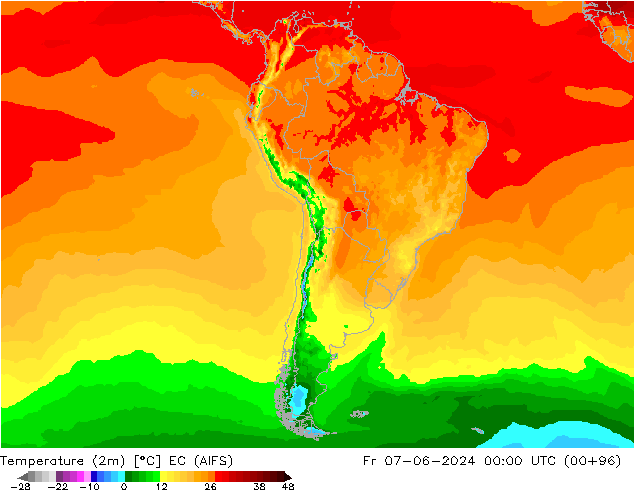 Sıcaklık Haritası (2m) EC (AIFS) Cu 07.06.2024 00 UTC