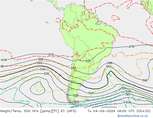 Geop./Temp. 500 hPa EC (AIFS) mar 04.06.2024 06 UTC