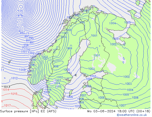 ciśnienie EC (AIFS) pon. 03.06.2024 18 UTC