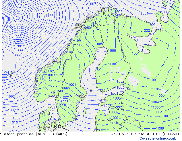Bodendruck EC (AIFS) Di 04.06.2024 06 UTC