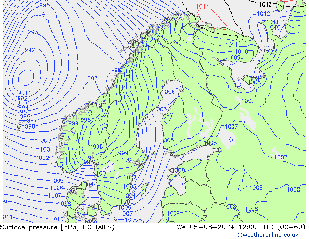 Luchtdruk (Grond) EC (AIFS) wo 05.06.2024 12 UTC