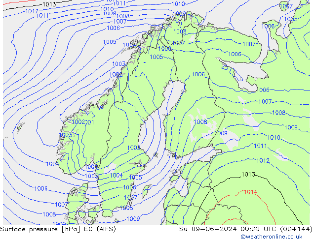 Surface pressure EC (AIFS) Su 09.06.2024 00 UTC