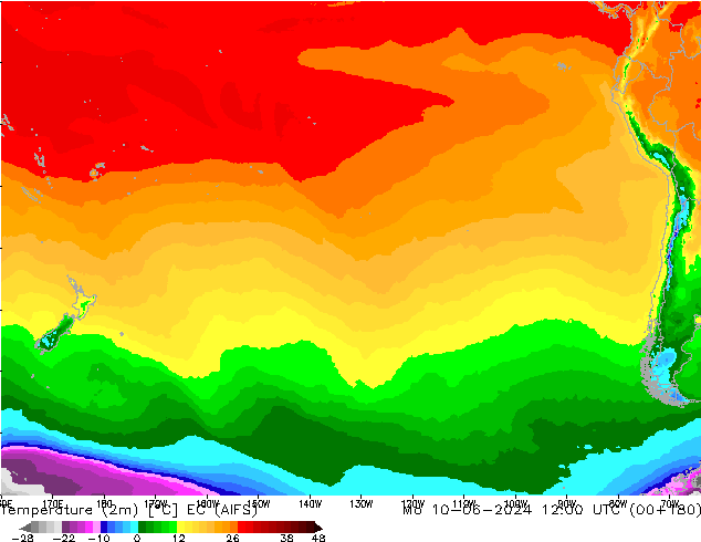 Temperature (2m) EC (AIFS) Mo 10.06.2024 12 UTC