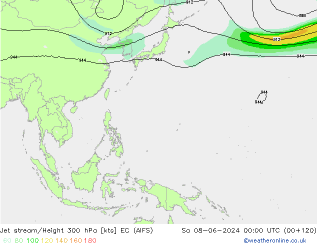 Jet stream EC (AIFS) Sáb 08.06.2024 00 UTC