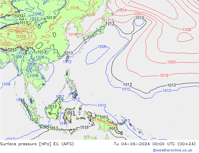 Yer basıncı EC (AIFS) Sa 04.06.2024 00 UTC