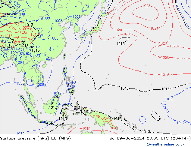 приземное давление EC (AIFS) Вс 09.06.2024 00 UTC