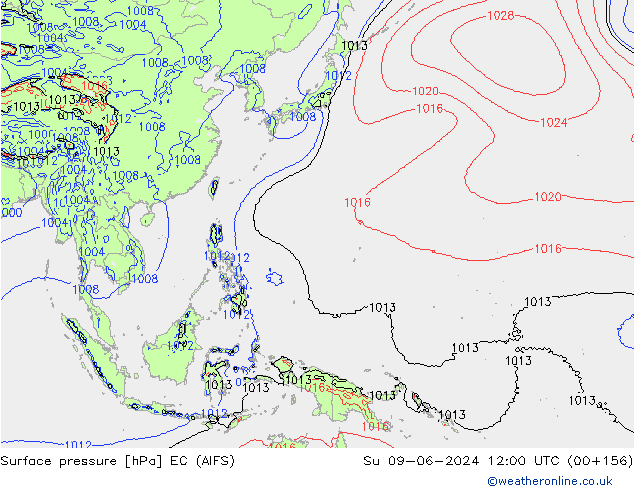 Luchtdruk (Grond) EC (AIFS) zo 09.06.2024 12 UTC