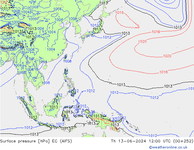 ciśnienie EC (AIFS) czw. 13.06.2024 12 UTC