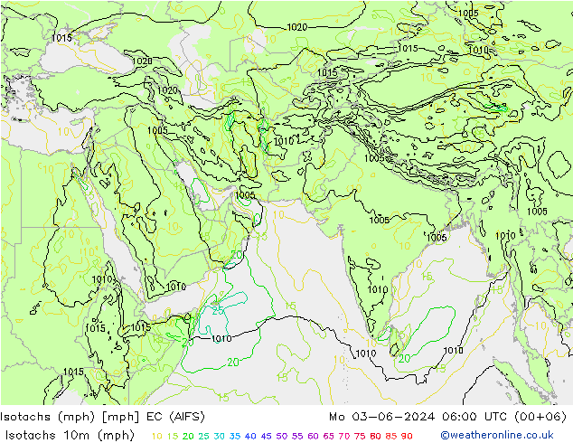 Isotachs (mph) EC (AIFS) 星期一 03.06.2024 06 UTC