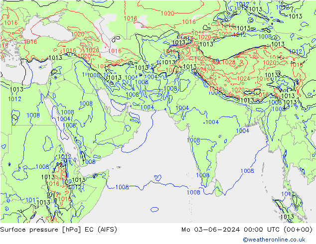 Atmosférický tlak EC (AIFS) Po 03.06.2024 00 UTC