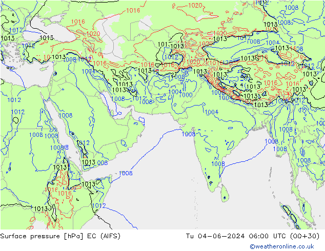 Atmosférický tlak EC (AIFS) Út 04.06.2024 06 UTC