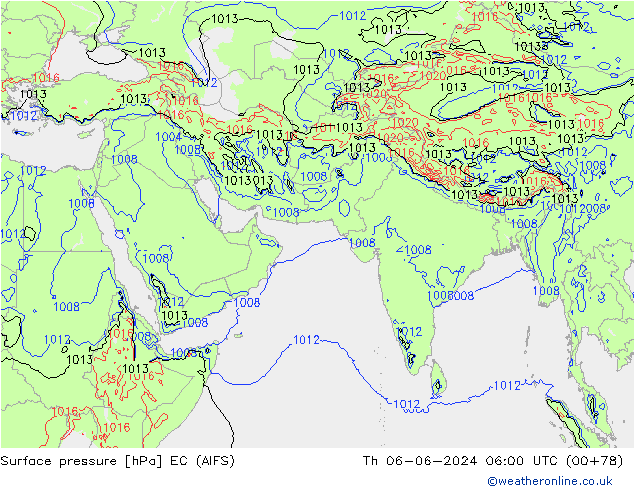 приземное давление EC (AIFS) чт 06.06.2024 06 UTC
