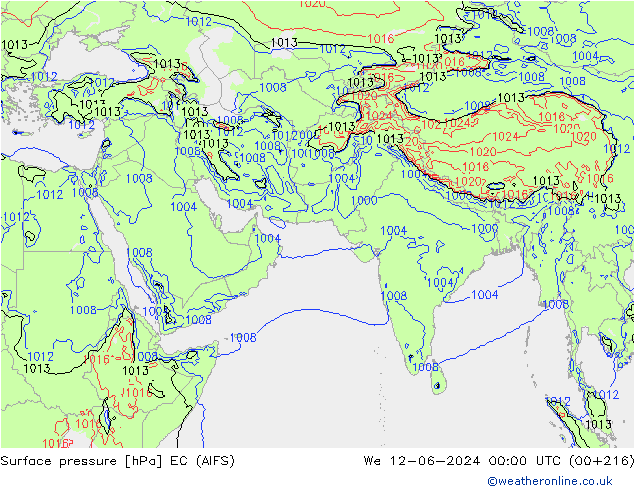 Atmosférický tlak EC (AIFS) St 12.06.2024 00 UTC