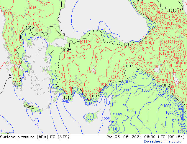 Surface pressure EC (AIFS) We 05.06.2024 06 UTC