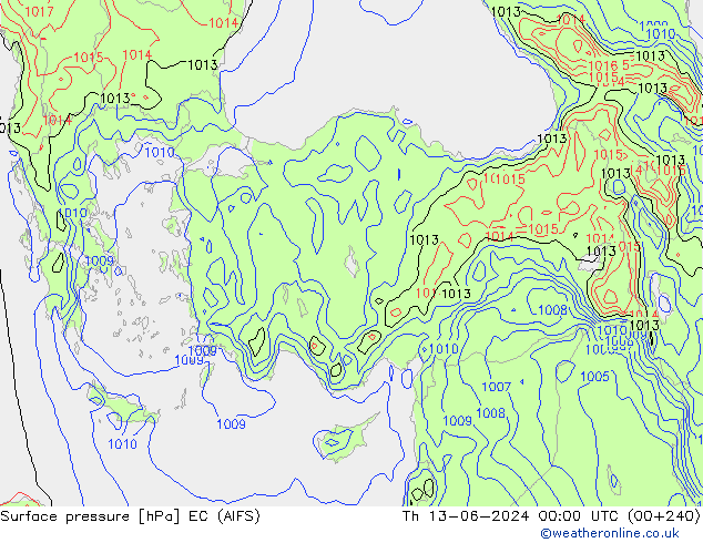 Presión superficial EC (AIFS) jue 13.06.2024 00 UTC