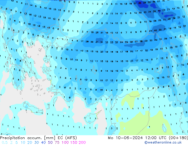 Totale neerslag EC (AIFS) ma 10.06.2024 12 UTC