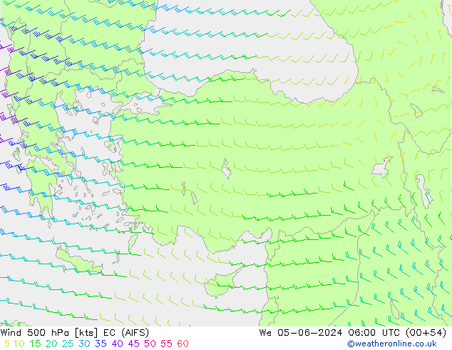 ветер 500 гПа EC (AIFS) ср 05.06.2024 06 UTC