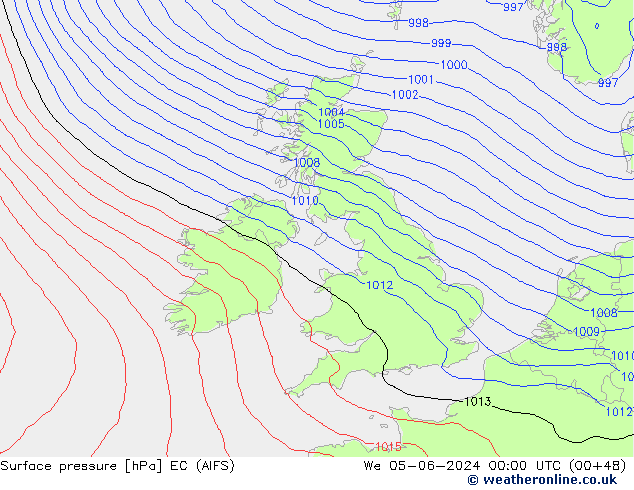Atmosférický tlak EC (AIFS) St 05.06.2024 00 UTC