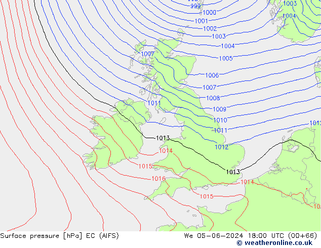 Surface pressure EC (AIFS) We 05.06.2024 18 UTC