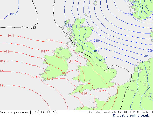 Luchtdruk (Grond) EC (AIFS) zo 09.06.2024 12 UTC