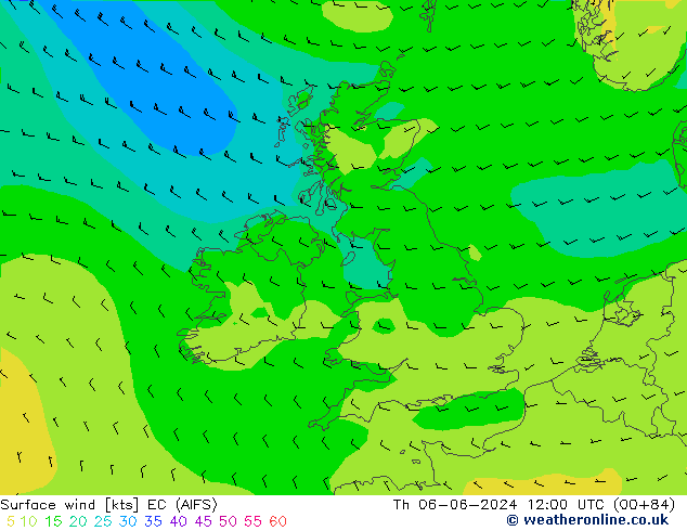 Wind 10 m EC (AIFS) do 06.06.2024 12 UTC