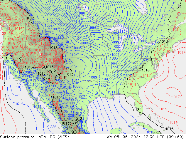 Surface pressure EC (AIFS) We 05.06.2024 12 UTC