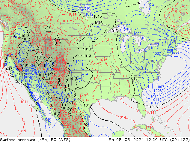 Atmosférický tlak EC (AIFS) So 08.06.2024 12 UTC