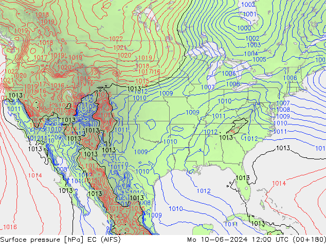 Surface pressure EC (AIFS) Mo 10.06.2024 12 UTC