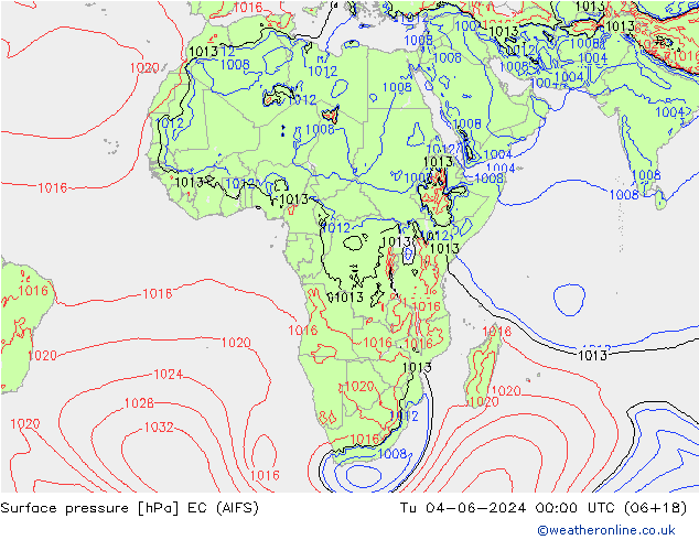 Surface pressure EC (AIFS) Tu 04.06.2024 00 UTC