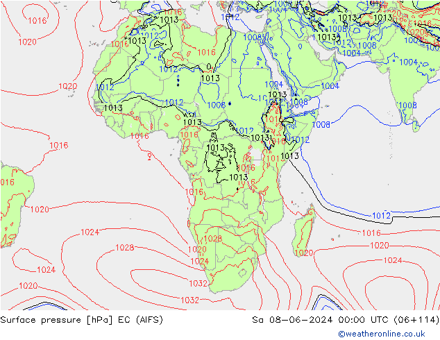 Surface pressure EC (AIFS) Sa 08.06.2024 00 UTC