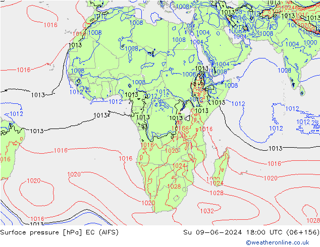 pression de l'air EC (AIFS) dim 09.06.2024 18 UTC