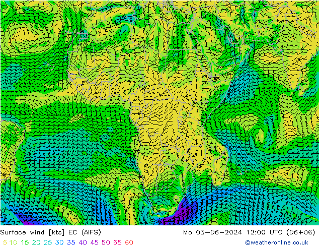 Vento 10 m EC (AIFS) lun 03.06.2024 12 UTC