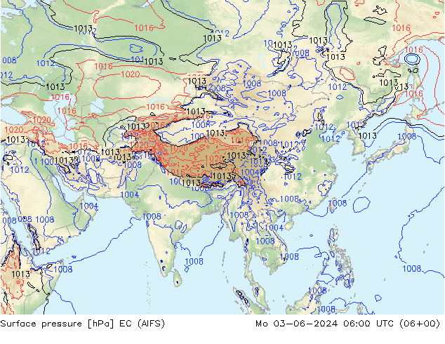 ciśnienie EC (AIFS) pon. 03.06.2024 06 UTC