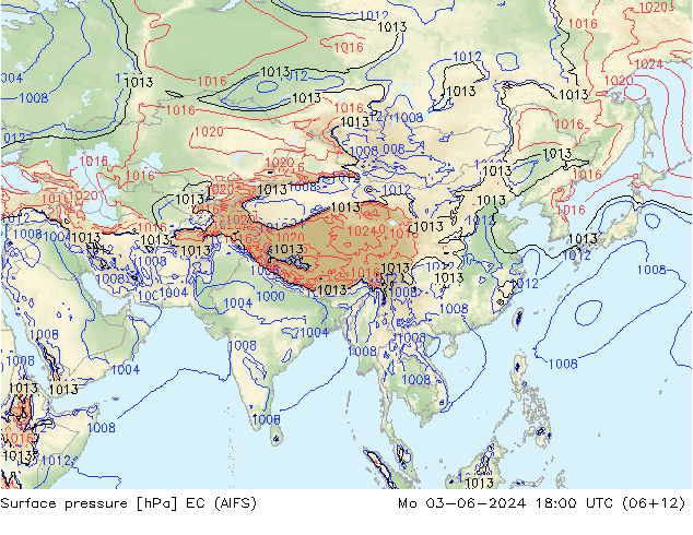 Pressione al suolo EC (AIFS) lun 03.06.2024 18 UTC