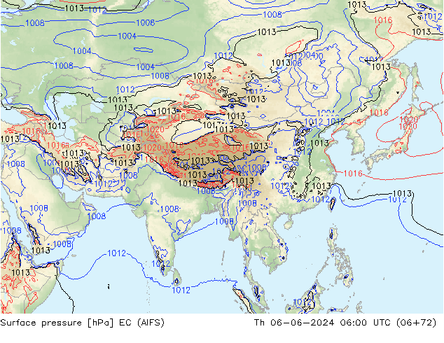 Atmosférický tlak EC (AIFS) Čt 06.06.2024 06 UTC