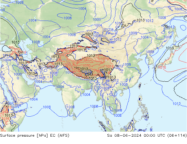 ciśnienie EC (AIFS) so. 08.06.2024 00 UTC