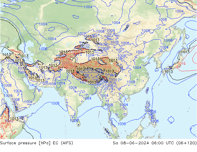 Yer basıncı EC (AIFS) Cts 08.06.2024 06 UTC