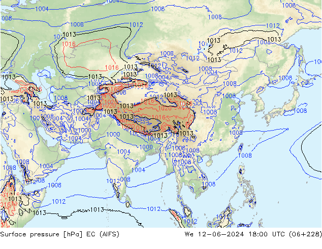 Surface pressure EC (AIFS) We 12.06.2024 18 UTC