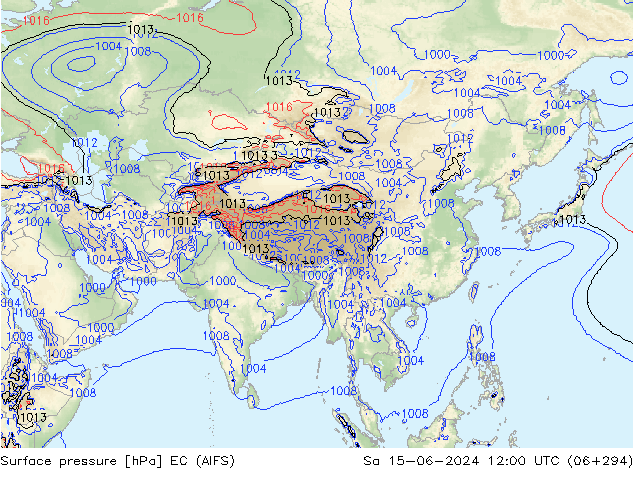 Surface pressure EC (AIFS) Sa 15.06.2024 12 UTC
