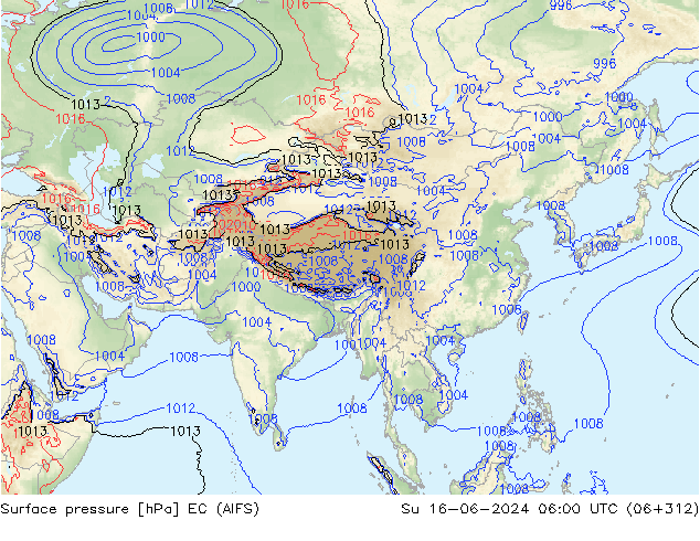 Surface pressure EC (AIFS) Su 16.06.2024 06 UTC