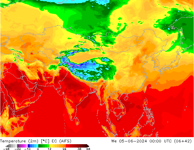 Sıcaklık Haritası (2m) EC (AIFS) Çar 05.06.2024 00 UTC